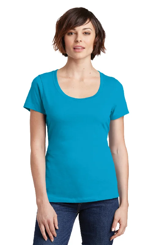 Pima cotton – Soft, high-quality cotton for a luxurious feelDistrict Womens Perfect Weight Short Sleeve Scoop Neck T-Shirt - Bright Turquoise Blue - Closeout