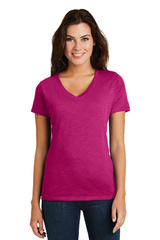 Tunic – Longer T-shirt, often reaching the hips or thighs, worn as a tunic topDistrict Womens Super Slub Short Sleeve V-Neck T-Shirt - Azalea Pink - Closeout