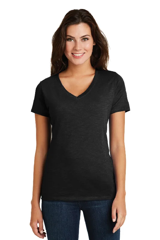 Pima cotton – Soft, high-quality cotton for a luxurious feelDistrict Womens Super Slub Short Sleeve V-Neck T-Shirt - Black - Closeout