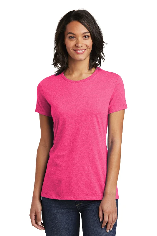 Ringer – T-shirt with contrasting colored trim around the neckline and sleevesDistrict Womens Very Important Short Sleeve Crewneck T-Shirt - Fuchsia Pink Frost - Closeout