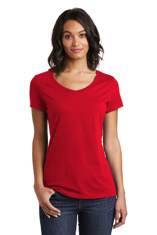 Knit – Soft and stretchy fabric with a knitted textureDistrict Womens Very Important Short Sleeve V-Neck T-Shirt - Classic Red