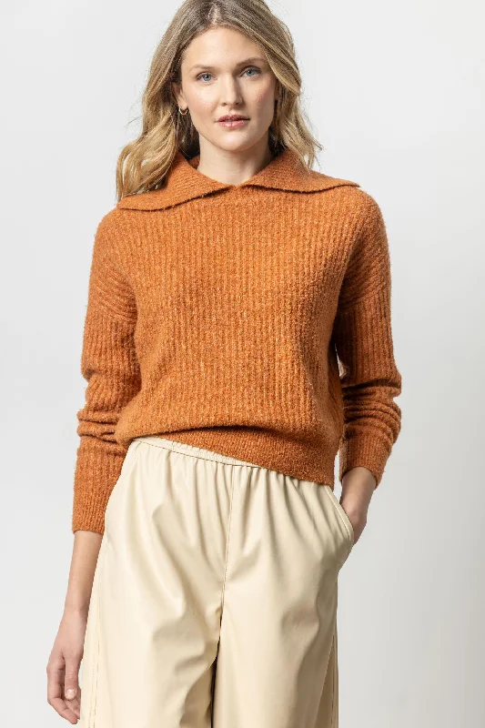 Drop shoulder – Sleeves that hang lower than the shoulder seam for a relaxed fitEasy Split Collar Sweater