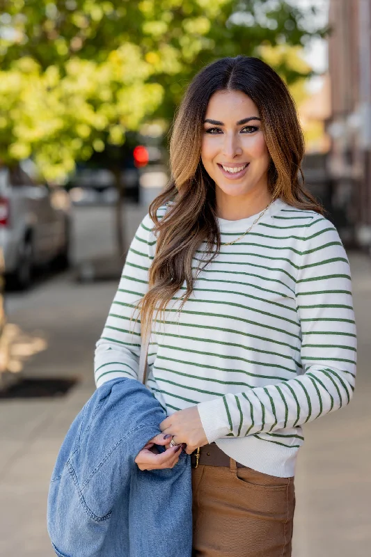 Cropped – Shortened length, above the waistEveryday Striped Sweater Tee