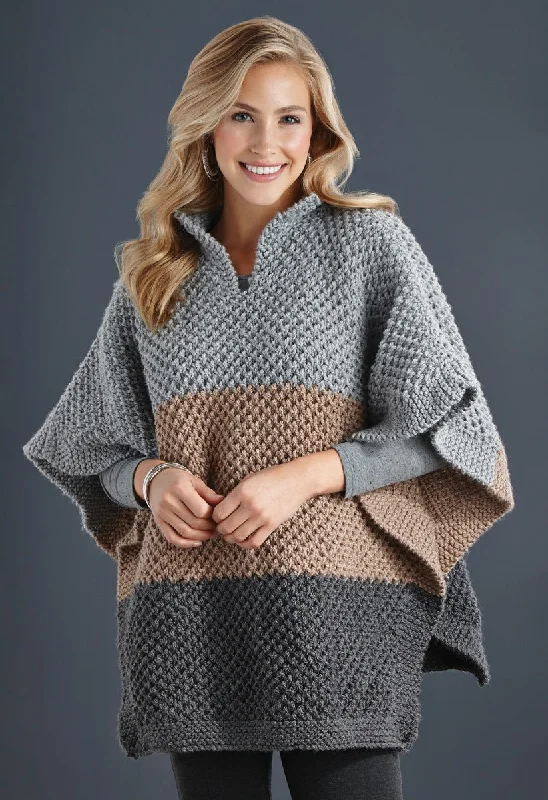 Cropped – Shortened length, above the waistFree Brioche Poncho Pattern