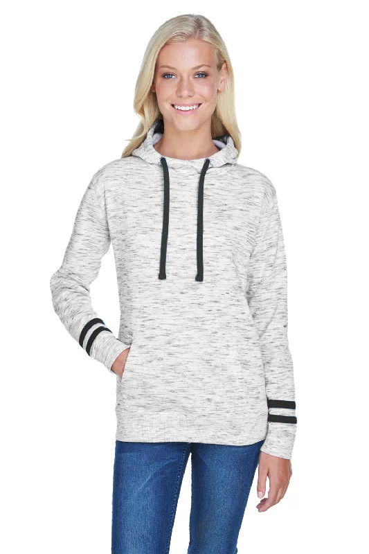 Sherpa-lined hoodie – Hoodie lined with faux sheepskin (Sherpa) for extra warmthJ America Womens Fleece Hooded Sweatshirt Hoodie - White/Black