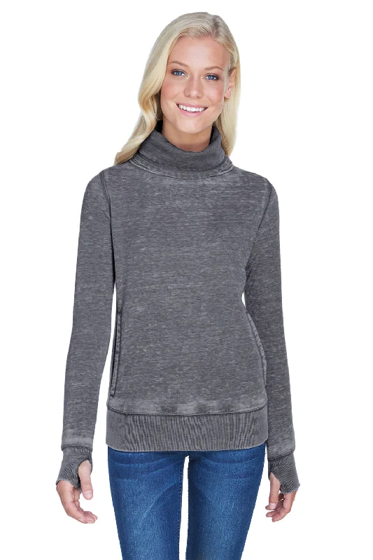 Oversized sweatshirt – Loose-fitting, relaxed fitJ America Womens Zen Burnout Fleece Cowl Neck Sweatshirt - Dark Smoke Grey