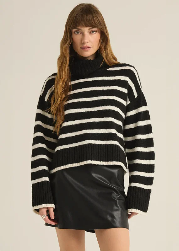 Raglan sleeve – Diagonal sleeve seams that extend to the necklineJosephine Stripe Sweater - Black