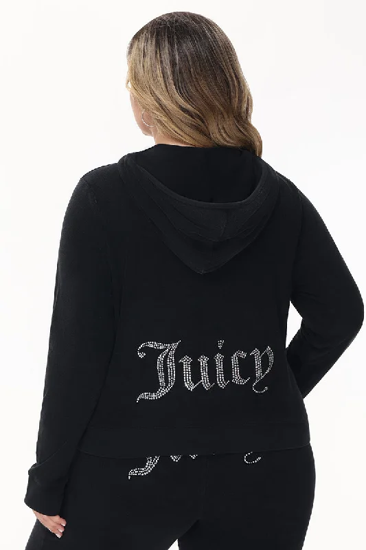 Sporty sweatshirt – Sweatshirt made from moisture-wicking or performance fabrics, ideal for active wearPlus-Size Big Bling Towel Terry Zip Hoodie