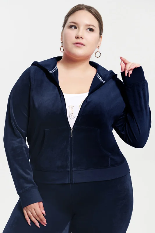 Zip-up hoodie – Hoodie with a front zipper for easy wearPlus-Size Classic Cotton Velour Hoodie