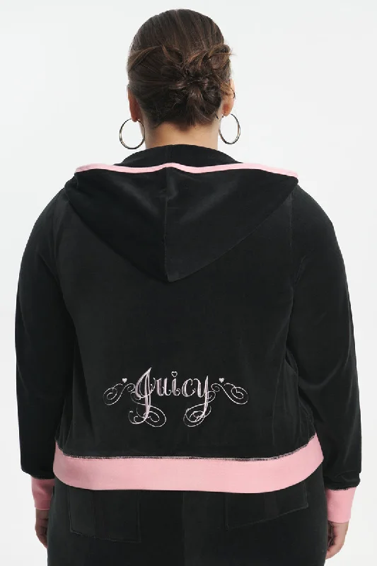 Fitted sweatshirt – Sweatshirt that fits snugly to the body, providing a more tailored lookPlus-Size Sweetheart Cotton Velour Hoodie