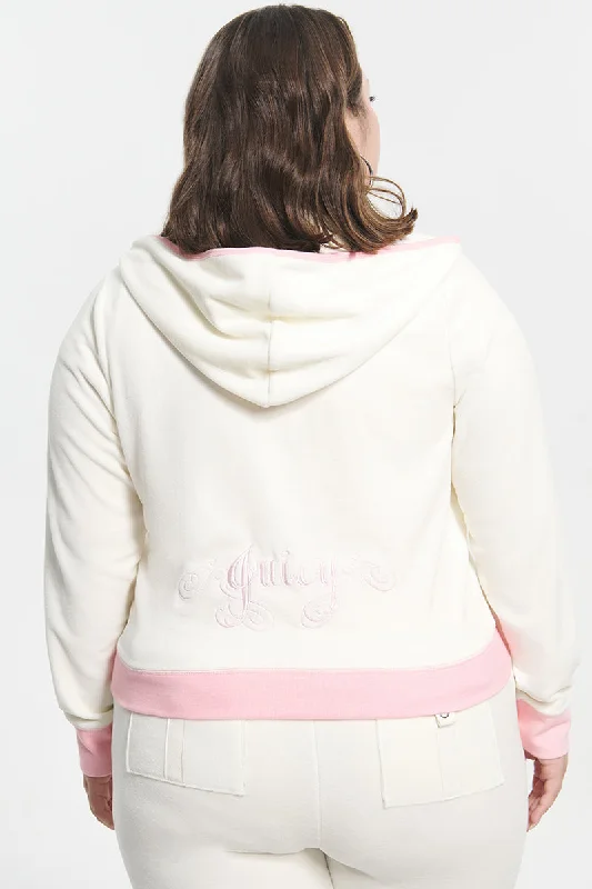 Zip-up hoodie – Hoodie with a front zipper for easy wearPlus-Size Sweetheart Cotton Velour Hoodie