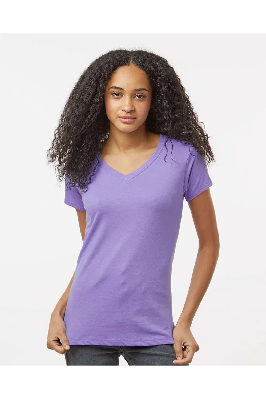 Knit – Soft and stretchy fabric with a knitted textureKastlfel Womens Recycled Soft Short Sleeve V-Neck T-Shirt - Violet Purple