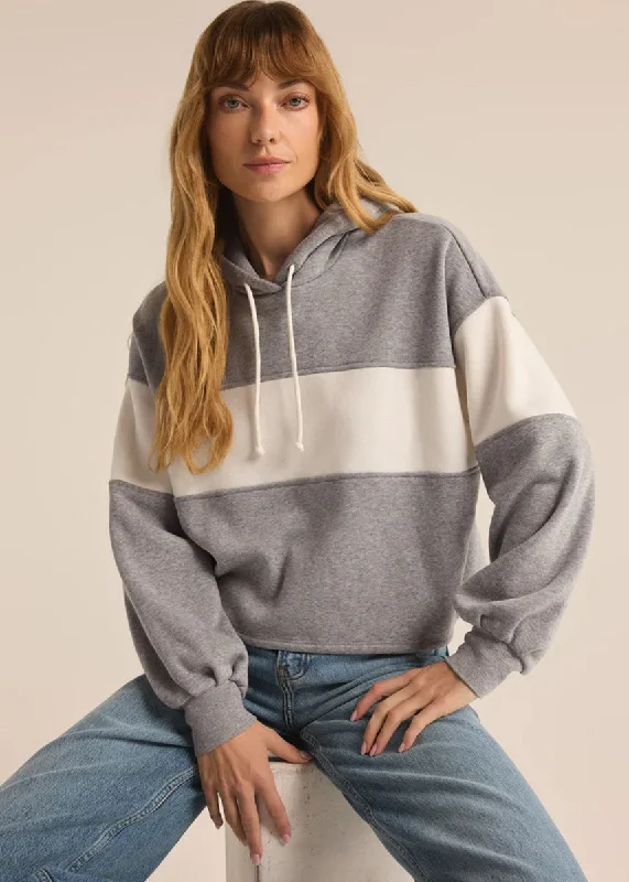 Cropped – Shortened length, above the waistLanding Colorblocked Hoodie - Classic Heather Grey