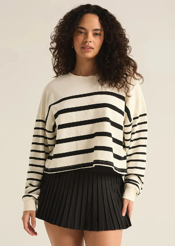 Short sleeve – Sleeveless or cap sleeve styleLine Up Stripe Sweatshirt - Sandstone