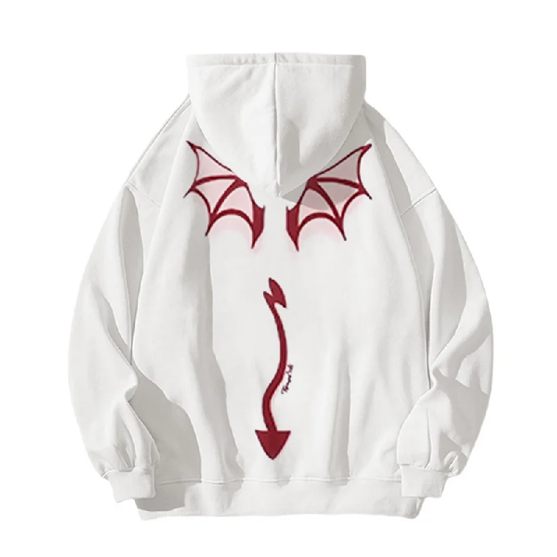 Hoodie with pockets – Hooded sweatshirt that includes a kangaroo pocket or side pocketsLittle Devil Wings Hoodie