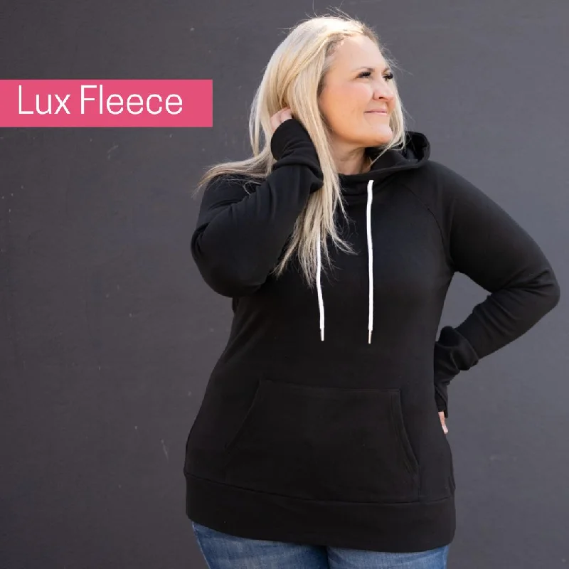 Plain/basic sweatshirt – Simple, solid-colored sweatshirt with no designsLux Fleece Black Pullover Hoodie