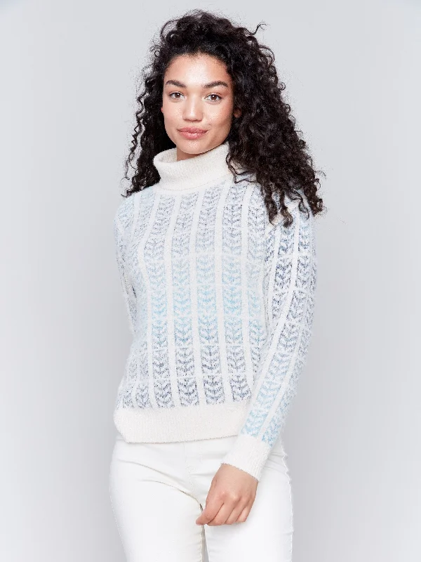 V-neck – Sweater with a V-shaped necklineOmbre Jacquard Knit Turtleneck Sweater - Frost