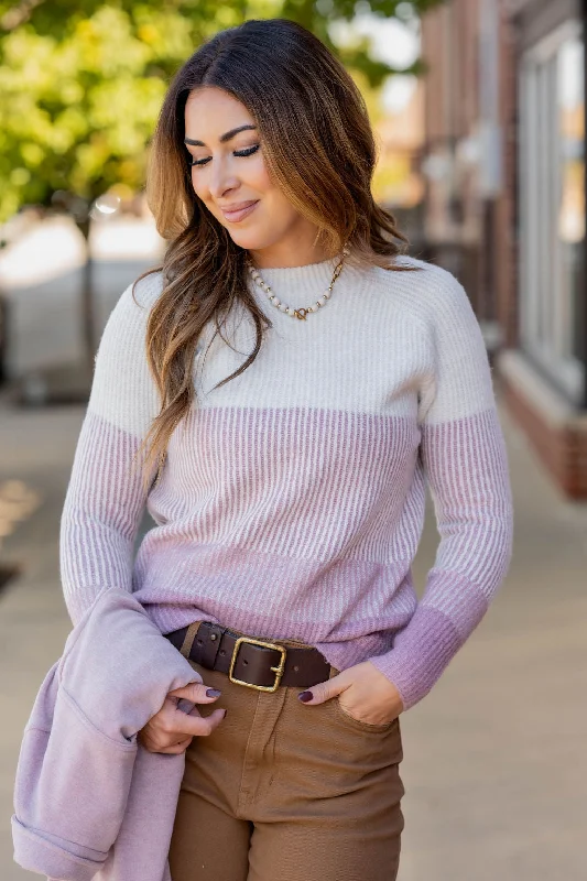 V-neck – Sweater with a V-shaped necklineOmbre Ribbed Knit Sweater