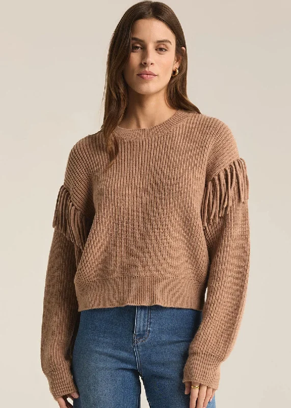 Waffle knit – Textured knit resembling a waffle patternOn The Fringe Sweater - Campfire