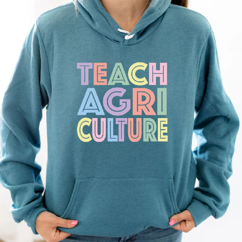 Tie-dye hoodie – Hoodie with a colorful, patterned design created through tie-dye techniquesPastel Lines Teach Agriculture Hoodie (S-3XL) Unisex - Multiple Colors!