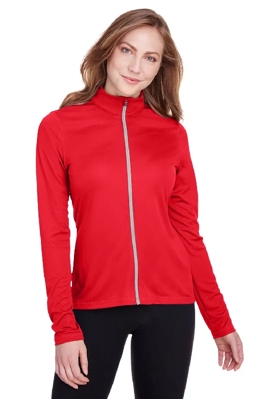 Raglan sleeve hoodie – Hooded sweatshirt with diagonal seam lines extending from the collarPuma Womens Icon Performance Moisture Wicking Full Zip Sweatshirt - High Risk Red