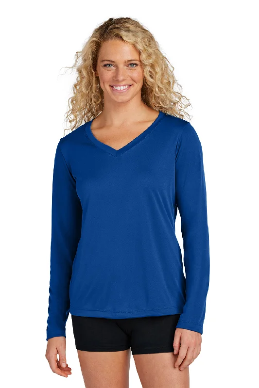 Oversized – Loose, relaxed fit, often with dropped shouldersSport-Tek Womens Competitor Moisture Wicking Long Sleeve V-Neck T-Shirt - True Royal Blue - NEW