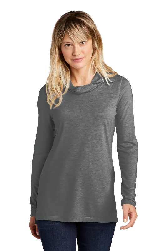 Knit – Soft and stretchy fabric with a knitted textureSport-Tek Womens Moisture Wicking Cowl Neck Long Sleeve T-Shirt - Heather Dark Grey