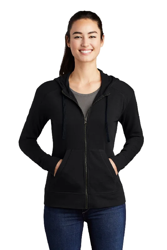 Sporty sweatshirt – Sweatshirt made from moisture-wicking or performance fabrics, ideal for active wearSport-Tek Womens Moisture Wicking Fleece Full Zip Hooded Sweatshirt Hoodie - Black