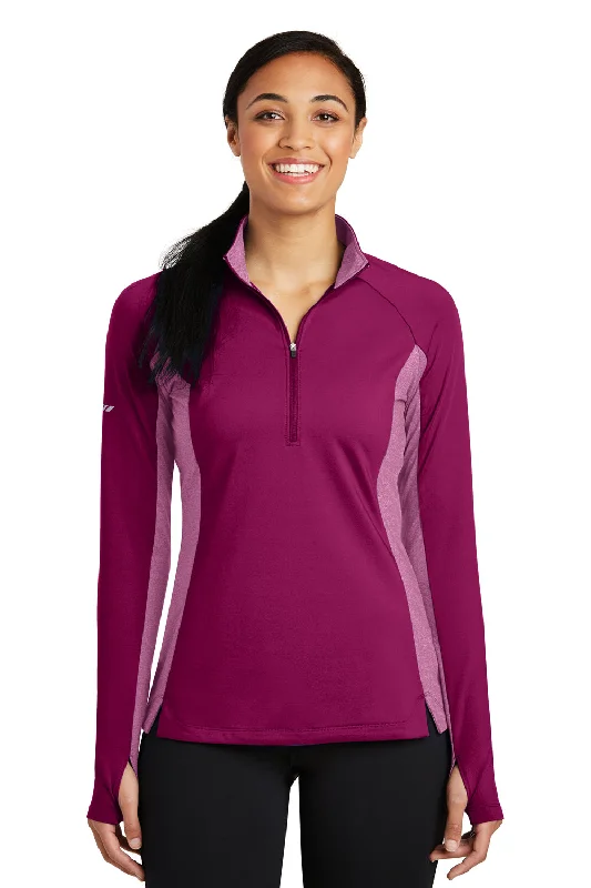 Hoodie with pockets – Hooded sweatshirt that includes a kangaroo pocket or side pocketsSport-Tek Womens Sport-Wick Moisture Wicking 1/4 Zip Sweatshirt - Pink Rush/Heather Pink Rush - Closeout