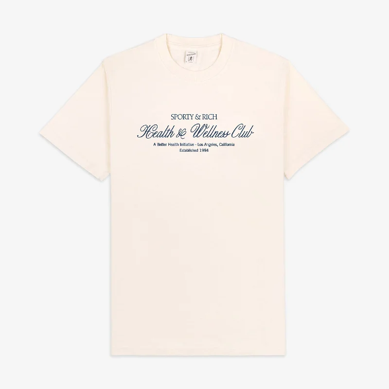 Plain/basic – Solid color, no graphics or designsSPORTY & RICH | H&W CLUB T-SHIRT { CREAM/NAVY