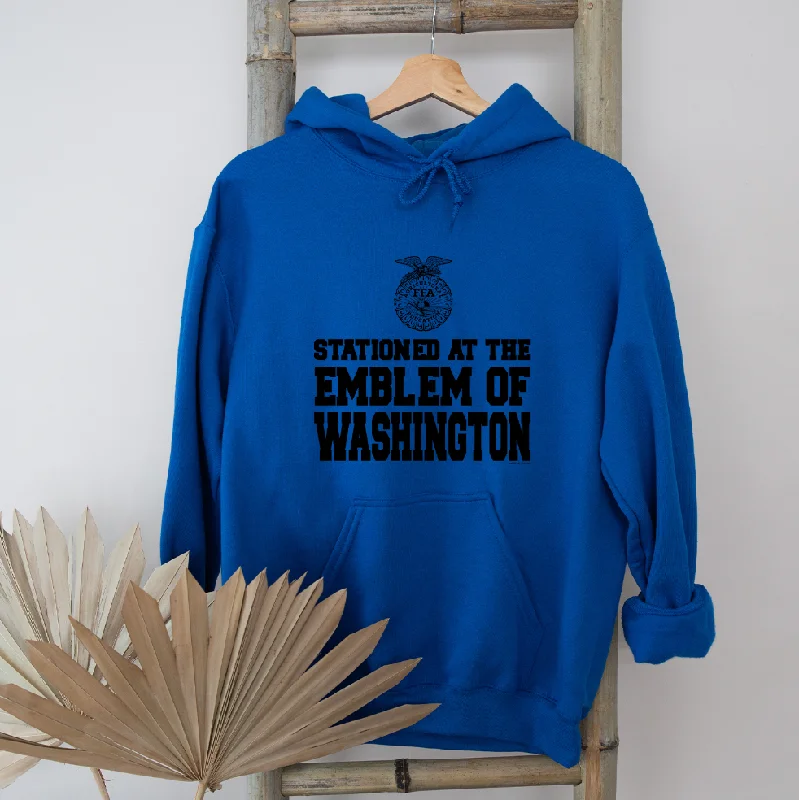 Zip-up hoodie – Hoodie with a front zipper for easy wearStationed By The Emblem Of Washington Emblem Hoodie (S-3XL) Unisex - Multiple Colors!