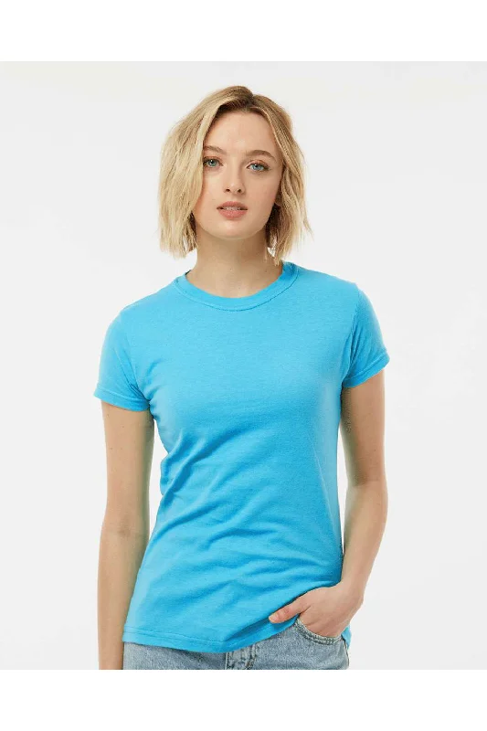 Boxy – Loose, straight cut with no shapingTultex Womens Fine Jersey Slim Fit Short Sleeve Crewneck T-Shirt - Aqua Blue - NEW