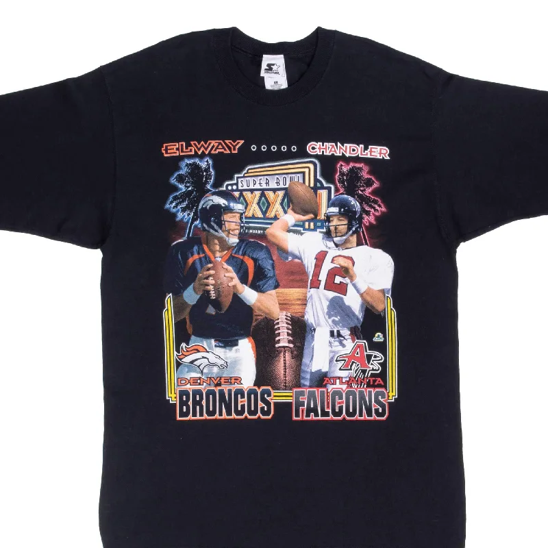 Crop – Shortened length, typically above the waistVINTAGE NFL FALCONS VS BRONCOS SUPERBOWL XXXIII 1999 TEE SHIRT SIZE LARGE