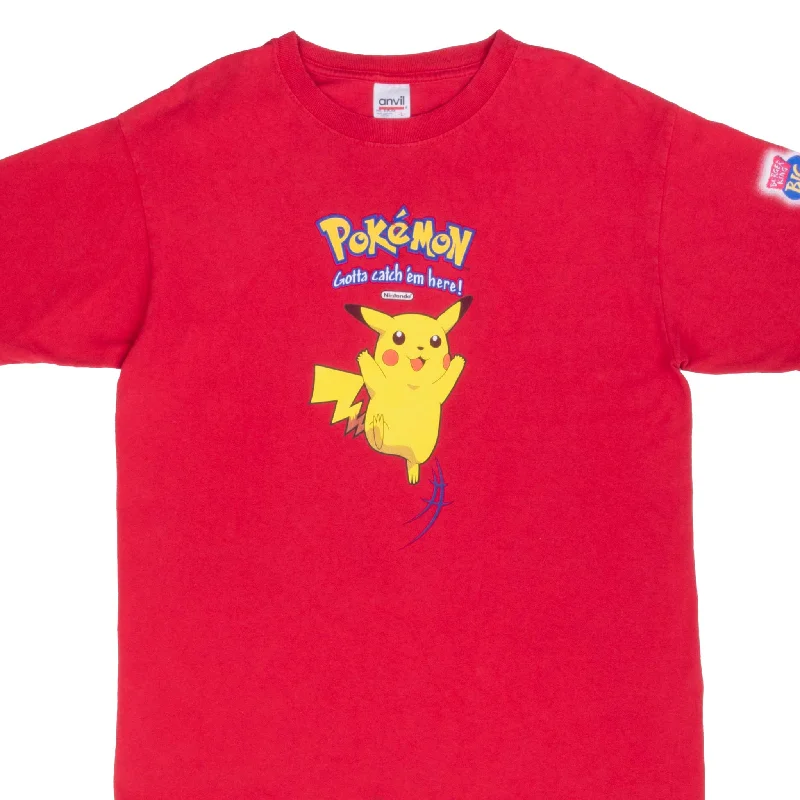 Ruffled – T-shirt with frills or ruffles at the sleeves or hemVINTAGE POKEMON X BURGER KING PIKACHU 1990S TEE SHIRT SIZE LARGE