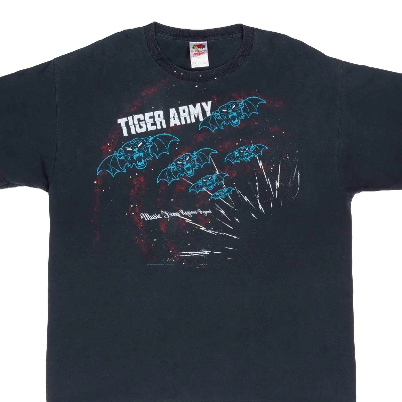 Cotton blend – Mix of cotton and synthetic fabrics for softness and durabilityVINTAGE TIGER ARMY MUSIC FROM REGIONS BEYOND 2007 TEE SHIRT XL