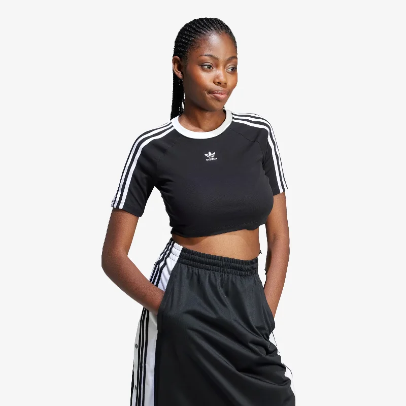 Plain/basic – Solid color, no graphics or designsAdidas Originals | WMN'S 3-STRIPES BABY TEE  { BLACK/WHITE